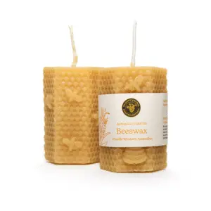 Pure Beeswax Candles Small Hexagonal Bees (2 Pack)