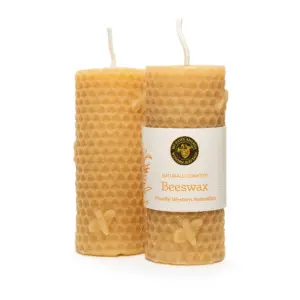 Pure Beeswax Candles Small Round Bees (2 Pack)