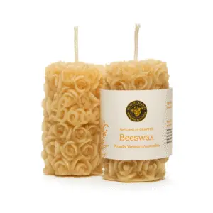 Pure Beeswax Candles Small Round Rose (2 Pack)